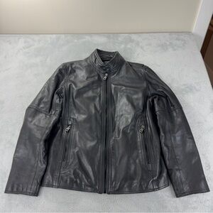 Andrew Marc Men's Size Medium 100% Black Soft Leather Jacket Full Zip AM8A1353